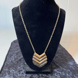 Express Chevron Gold Tone Necklace 10' Lobster Clasp